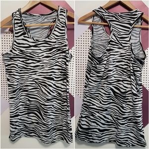 Zebra Print Sleeveless Shift Dress